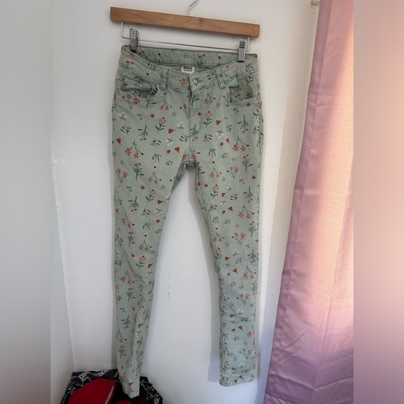 Max Girls Floral Print Full Length Jeans size 15-16 yrs - Picture 1 of 3